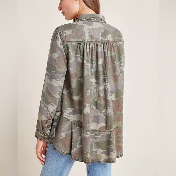 2/25 Anthropologie Montana Camo Buttondown Blouse Top Shirt Button Down - Picture 6 of 6
